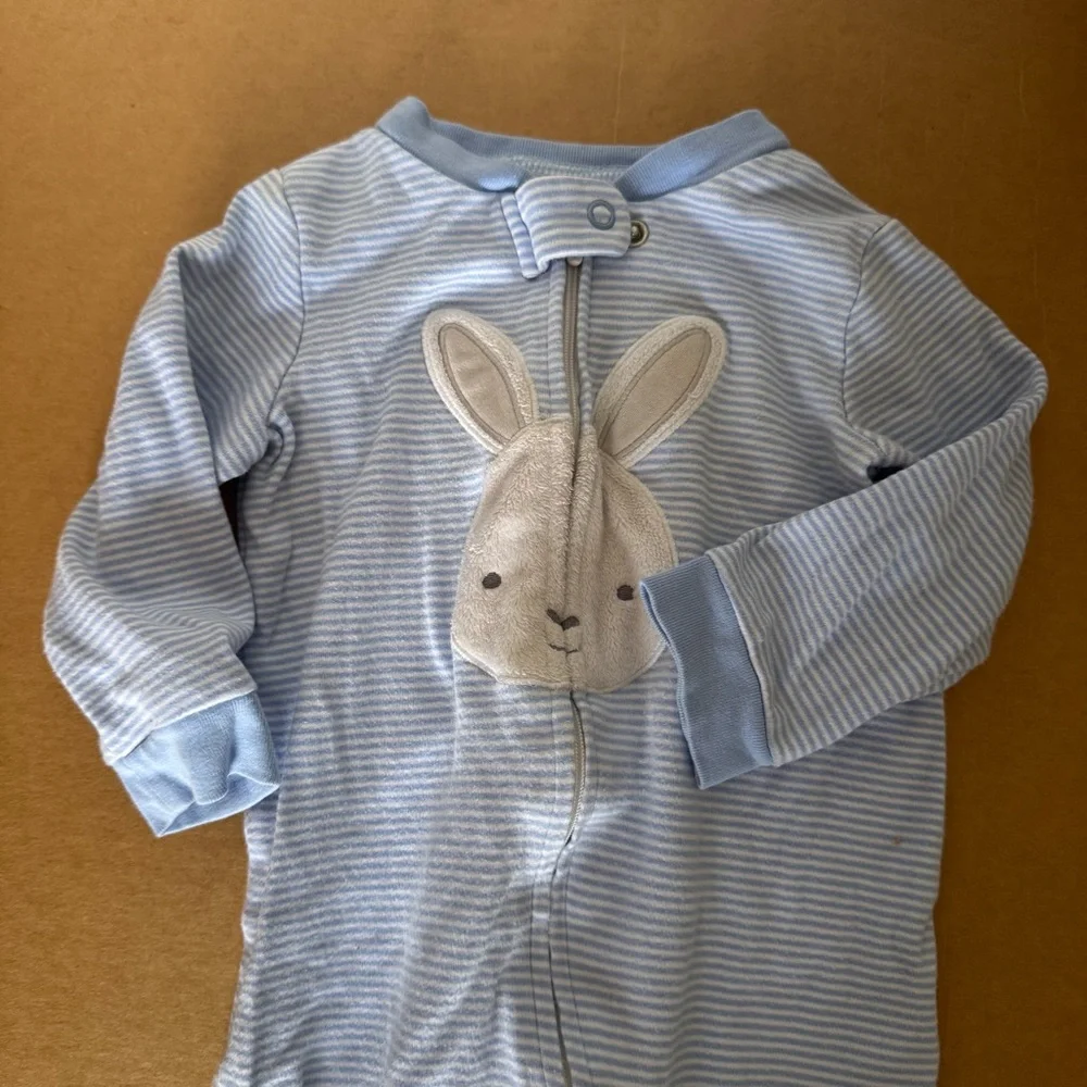 Carters Easter Bunny Bundle Zip Footed Pajama and Bunny Bib
